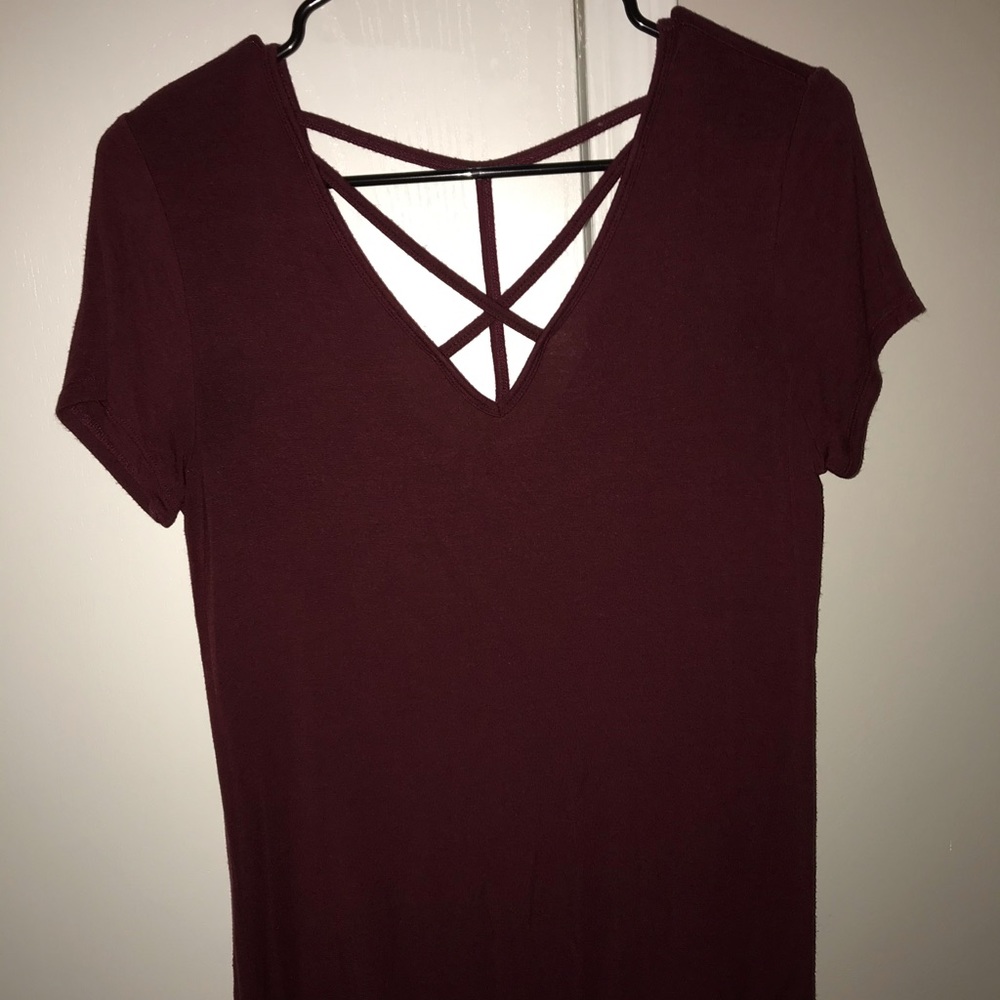 Criss Cross Front Short Sleeve Shirt